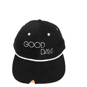 Casquettes Snapback en velours côtelé noir personnalisables, logo OEM sur mesure, casquettes Snapback non structurées à 6 panneaux en velours côtelé avec cordon - Product Image 1