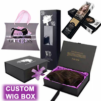 Vente en gros de perruques en carton, boîte d'expédition personnalisée, Extension de cheveux imprimée colorée de luxe, boîte d'emballage