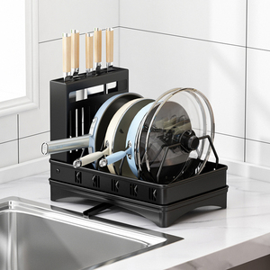 Support de rangement réglable en acier pour comptoir, pour casseroles, poêles et couvercles de cuisine - Product Image 2
