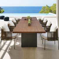 Ensemble de mobilier de jardin en rotin pour hôtels, table à manger carrée en pierre, chaise de jardin, mobilier de cour et de balcon, trois pièces