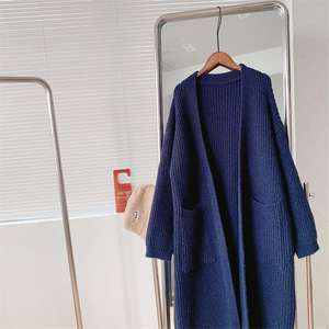 Cardigan Maglione Autunnale da <span class=keywords><strong>Donna</strong></span> Personalizzato Lavorato a Maglia Spessa di Fabbrica OEM a Maniche Lunghe Ampio Taglie Forti Casual Lungo <span class=keywords><strong>Basic</strong></span> - Product Image 5