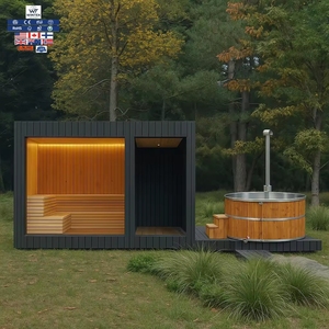 Sauna de Lujo para Exteriores con Bañera de Hidromasaje de Madera, Cabina de Sauna Personalizada para Jardín, para Spa o Resort - Product Image 1