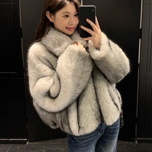 Manteau court en fausse fourrure de <span class=keywords><strong>renard</strong></span> pour femme, nouvelle collection hiver, veste ample en peau de mouton écologique, vêtement d'extérieur chaud et polyvalent - Product Image 5
