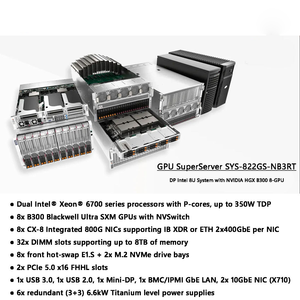 Nvidia B300 सुपरसर्वर 8 gpus डुअल xon 6700 प्रोसेसर 8x800g osfp nics aisc/hpc सर्वर - Product Image 3