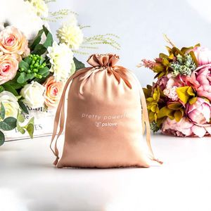Luxury Satin Pouch Bag for Jewelry <b>Storage</b> Silk Drawstring Bags with Custom Logo - Product Image 3