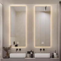 Miroir de salle de bain intelligent LED haute définition personnalisé en usine, à fixation murale, avec boutons tactiles intelligents pour hôtel et salon