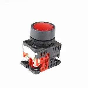 Ar22f5l 22 Mét nút phẳng 24V Volt on-off/momentary push button chuyển với ánh sáng LED 1no1nc