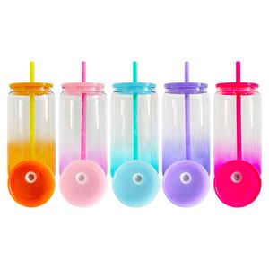 Vasos de Cerveza Acrílicos con Forma Infantil, Degradado de Color, 16 oz, con Tapas de PP para Envolturas UV DTF - Product Image 1