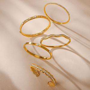Brazalete de Moda Chapado en Oro de 18k, Acero Inoxidable, Regalo para el Día de San Valentín, Zirconia Brillante, Resistente al Agua, No se Deslustra, Joyería para Mujer - Product Image 2