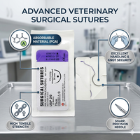 Prix de gros Sutures chirurgicales vétérinaires PGA PDO 1-0 2-0 en soie et nylon avec aiguilles à 1/2 cercle