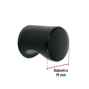 Master with 360 units 'Cylinder' style <b>knob</b> <b>black</b> finish, HERMEX - Product Image 3