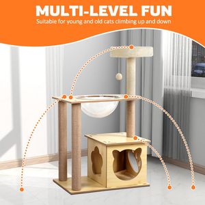 Arbre à chat moderne et économique en <span class=keywords><strong>sisal</strong></span> et bois, écologique, pour l'intérieur et l'extérieur, avec griffoir et tour d'escalade, vente en gros - Product Image 4