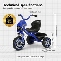 Tricycle Enfant à Trois Roues, Vélo pour Enfants, avec Poignée de Poussée Réglable et Siège, Idéal pour Tout-petits, Utilisation Intérieure et Extérieure - Meilleures Ventes