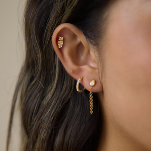 Ensemble de 3 paires de boucles d'oreilles J&D Jewelry en acier inoxydable plaqué or 18 carats, avec zircon cubique taille poire et pampilles, pour femmes - Product Image 2
