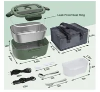 Kotak makan siang elektrik, penghangat makanan logo kustom 220V/110V rumah mobil baja antikarat portabel kotak makan siang Bento termal