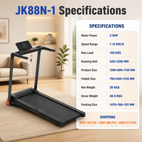 Tapis roulant pliable pour la maison avec moteur silencieux et stable, écran LED, affichage du temps, vitesse, distance, calories, capteur de fréquence cardiaque, clé de sécurité, pliage facile