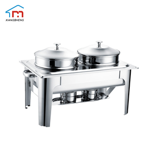 Estación de sopa de acero inoxidable de 9L con dos cuencos, calentador de sopa de grado alimenticio, plato de frotamiento para buffet - Product Image 1