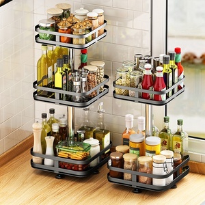 Porte-<span class=keywords><strong>épices</strong></span> Lazy Susan 2 niveaux hauteur réglable organisateur armoire métal <span class=keywords><strong>plateau</strong></span> <span class=keywords><strong>tournant</strong></span> support rotatif <span class=keywords><strong>pour</strong></span> cuisine garde-manger stockage - Product Image 5
