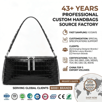 Sac à main en cuir verni noir gaufré croco, élégant et structuré, sac à bandoulière de luxe, sac à main chic pour femme, personnalisable OEM
