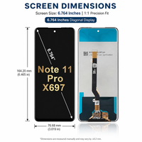 Écran LCD avec châssis pour Infinix Note 11 Pro Tecno Pova 3 5G X697 X698 – Remplacement de l'assemblage numériseur tactile du cadre intermédiaire