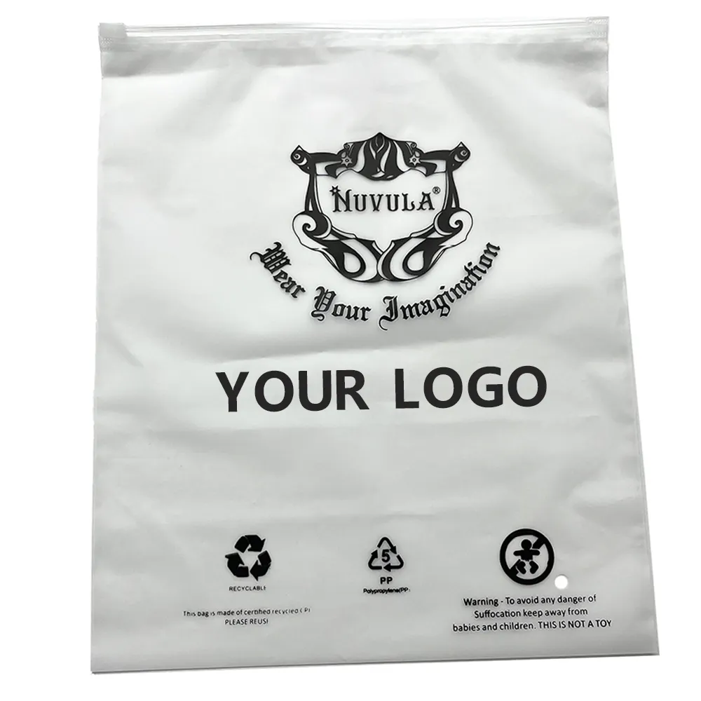 custom eco friendly zipper clothes packaging frosted plastic ziplock bag PE zip lock packaging bag with your logo
