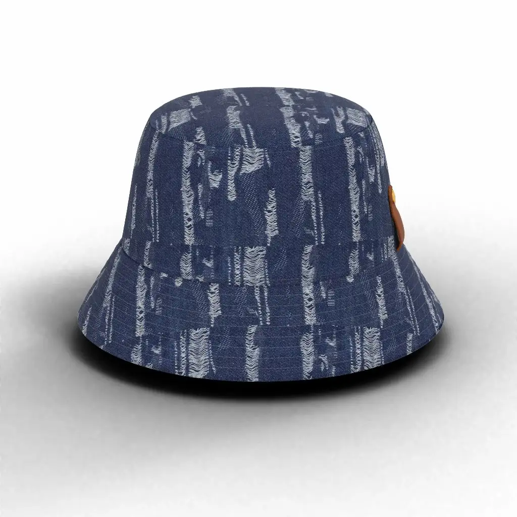 Wholesale Designer Custom Bucket Sun Hats for Men Woman Washed Denim Plain Cotton Unisex Adult Street Style Sunhat