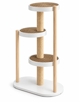 Arbre à chat moderne à 3 niveaux en bois, avec poteaux à gratter en sisal et plateformes rondes, pour chats d'intérieur - Vente en gros fabricant