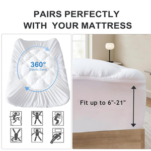 2025 phong cách mới chần Nệm Topper Vua kích thước 100% sợi nhỏ vải dày nệm pad với sâu túi đàn hồi - Product Image 6