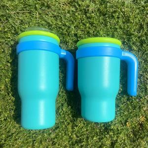 Vaso de acero inoxidable para niños de 14oz/17oz con asa Botella de agua recubierta de polvo para niño y niña con tapa de asa a prueba de fugas - Product Image 6