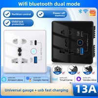SIXWGH Tuya Smart Wi-Fi + BLE Prise murale avec USB-C PD 3.0 et USB-A QC 3.0 Charge rapide Alexa Google Home 13A/2860W Charge maximale