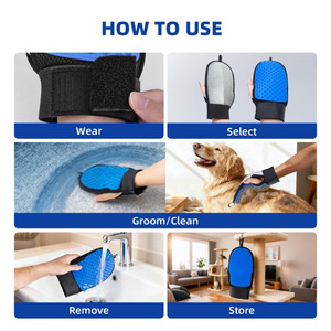 Gant de toilettage pour animaux Volpet, surface incurvée en silicone, sangle réglable pour l'élimination des poils de chien et le bain - Product Image 3