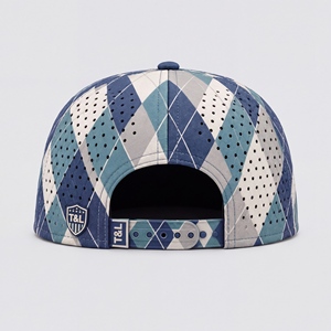 Golf <b>Cap</b> Argyle <b>Navy</b> Blue Teal Cream Waterproof PVC Patch Rope 5 Panel Perforated Breathable Snapback Gorras <b>Men</b> Women - Product Image 4