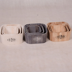 Rustic Wooden Flower <b>Pots</b> Square Indoor Home Decor Planters For <b>Succulents</b> Desktop Or Floor Standing - Product Image 3