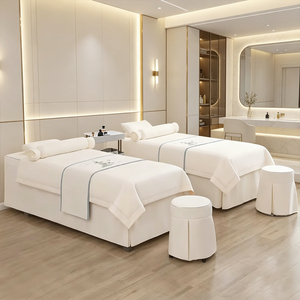 Housse de <span class=keywords><strong>lit</strong></span> de beauté quatre pièces haut de gamme, luxe léger, pour salon de beauté, thérapie de la tête, thérapie de massage - Product Image 1