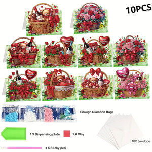 Carte de vœux en 3D pour <span class=keywords><strong>la</strong></span> Saint-Valentin avec découpe en diamant, motif ours, fleur et cœur - Product Image 1