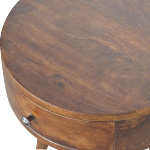 Nordic Chestnut Circular Nightstand 1 <b>Drawer</b> Nordic Legs Bedroom <b>Storage</b> - Product Image 6