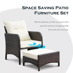 Mobilier d'extérieur moderne et luxueux jardin maison balcon artificiel plastique rotin repose-pieds de patio ensemble chaise et table - Product Image 3