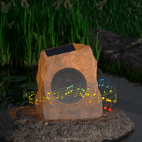 Enceintes Rock pour l'extérieur Décor de jardin Lumière LED RVB solaire Haut-parleur Bluetooth étanche