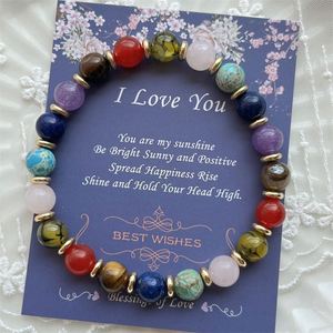 Bracelet unisexe tendance en pierre naturelle avec perles de verre colorées, porte-bonheur, production interne experte, plan de prix progressif - Product Image 3