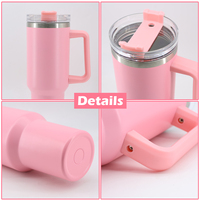 Tasse de Voyage Isotherme en Acier Inoxydable de 20 oz 30 oz 40 oz avec Logo Personnalisé, Gobelet à Café Rose Personnalisé avec Paille