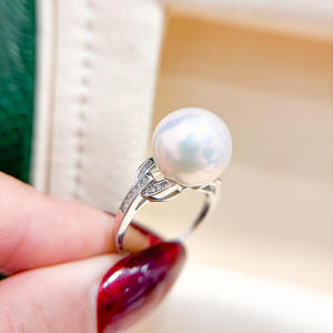 แหวนเงินแท้ WENCHI S925 พร้อมขาตั้ง DIY สำหรับลูกปัดกลมขนาด 10-13 มม. เครื่องประดับเงินเรียบง่าย พร้อมไข่มุก 11898 ชิ้น จากประเทศจีน - Product Image 1