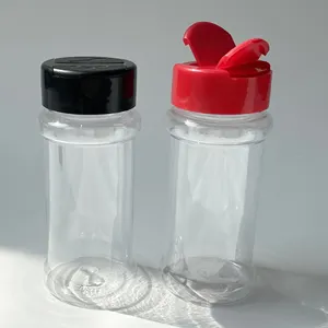 3盎司100毫升透明塑料香料罐子，内衬聚丙烯摇床帽，用于包装和分配香料草药烧烤摩擦
