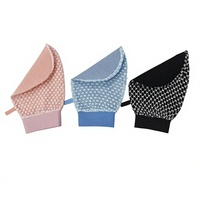 Gant de bain double face en fibre de viscose, polyester et charbon de bambou, style moderne marocain pour hammam, forme ovale