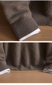 Pull en laine pour homme à col rond, motif losanges, épais et chaud, décontracté, tricoté, idéal comme sous-pull, personnalisation et vente en gros usine - Product Image 6