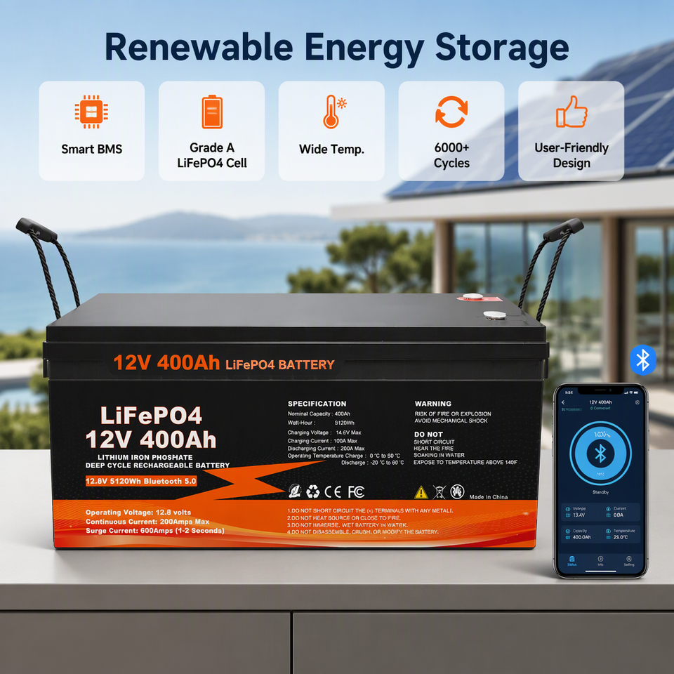 Fuyue 12V 400Ah LiFePO4 Battery Pack Deep Cycle Lithium Battery for ...