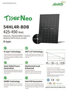 <span class=keywords><strong>JINKO</strong></span> แผงเซลล์แสงอาทิตย์400W 420W สีดำเต็มรูปแบบสำหรับระบบสุริยะทุกชนิด - Product Image 2