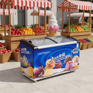 Refrigerador comercial tipo vitrina con tapa abierta para helados, congelador rápido y enfriador instantáneo - Product Image 1