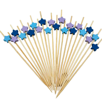 100 pièces bleu violet étoile salade bambou bâton Cocktail décoration cure-dents mariage fête d'anniversaire