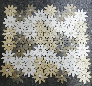 กระเบื้องโมเสคหินอ่อนธรรมชาติลายดอกไม้แบบฉีดน้ำ สำหรับตกแต่งผนังห้องนอน ระเบียง ห้องน้ำ ภายในอาคาร - Product Image 1