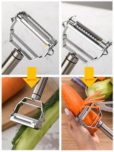 Vente en gros de peloirs à fruits et légumes multifonctionnels en acier inoxydable de qualité alimentaire Hanview avec deux lames dentelées - Product Image 5